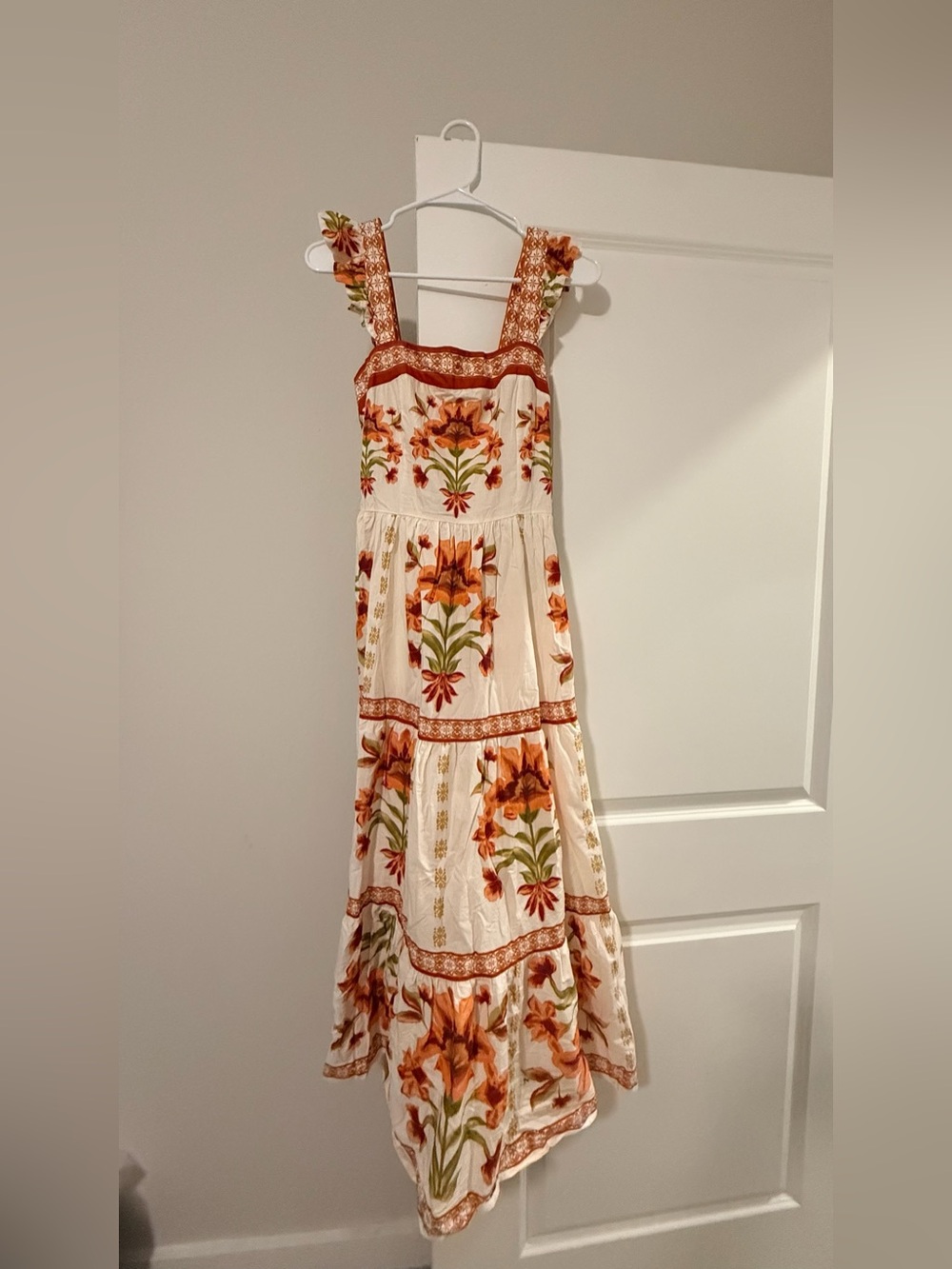 Flying Tomato Cream Maxi Dress with Rust Floral Print - Picture 5 of 16